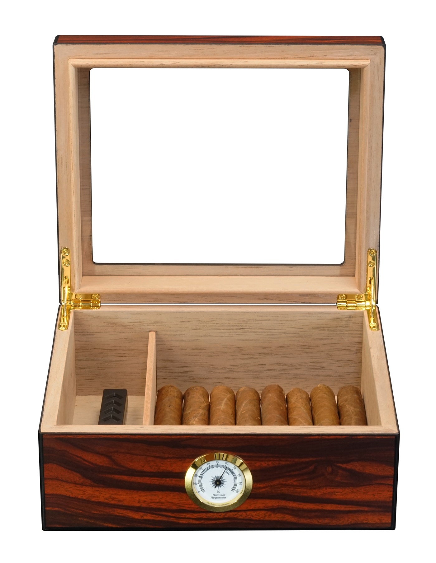 Hand Made - 25+ Cigar Humidor Humidifier Mahogany Wooden Case Box Hygrometer 65b