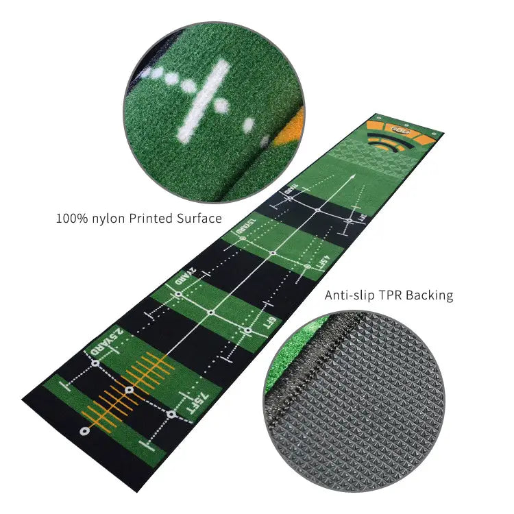 3 Metre - Golf Putting Mat Practice Portable Indoor Outdoor Putter Trainer Green