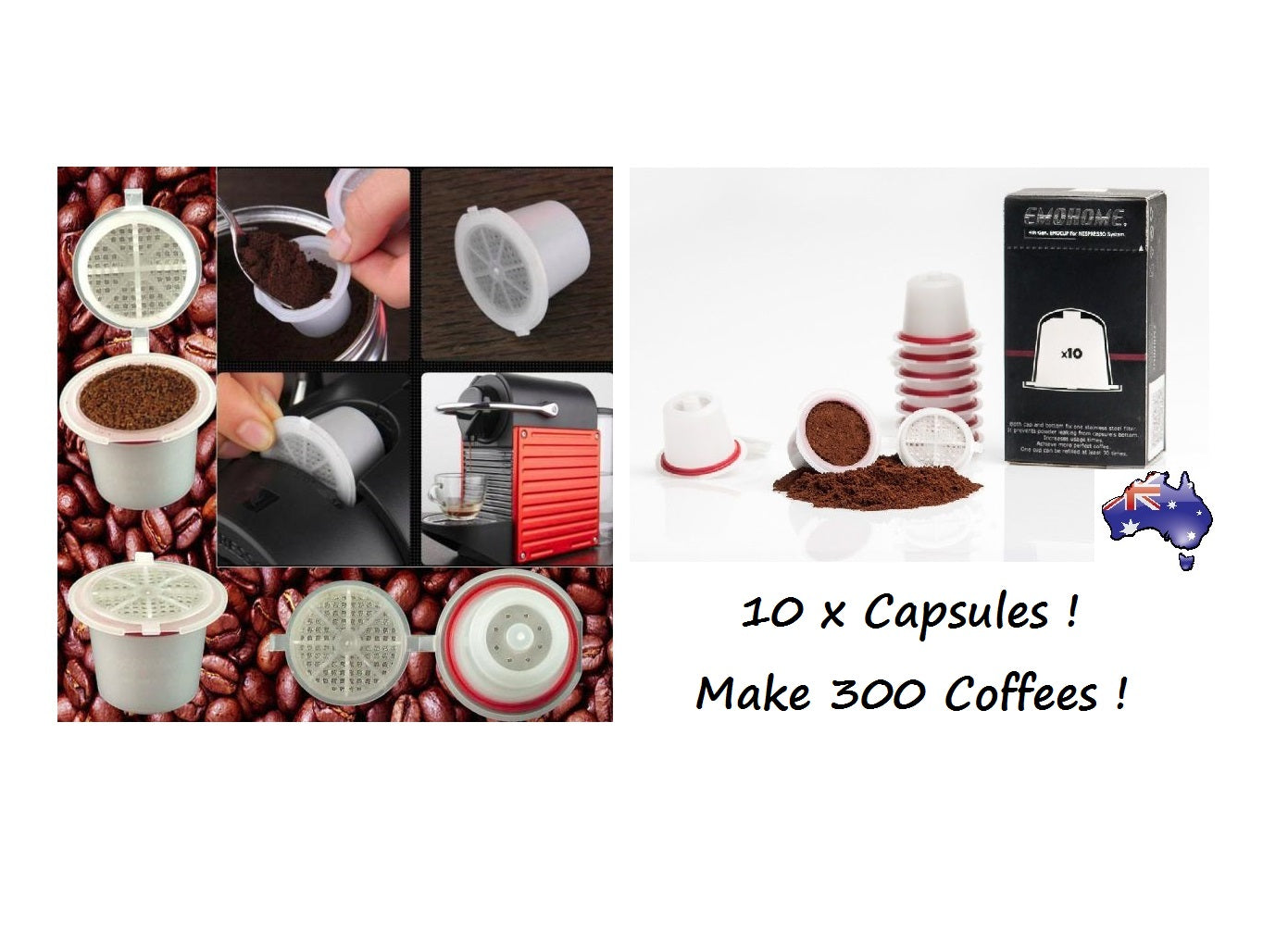 10 x LATEST Refillable Reusable Coffee Tea Capsules Pods Pod 4 Nespresso Machine