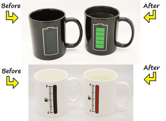 Heat Changing Temperature Hot Cold Coffee Tea Cup Mug -Superman Pacman Tetris