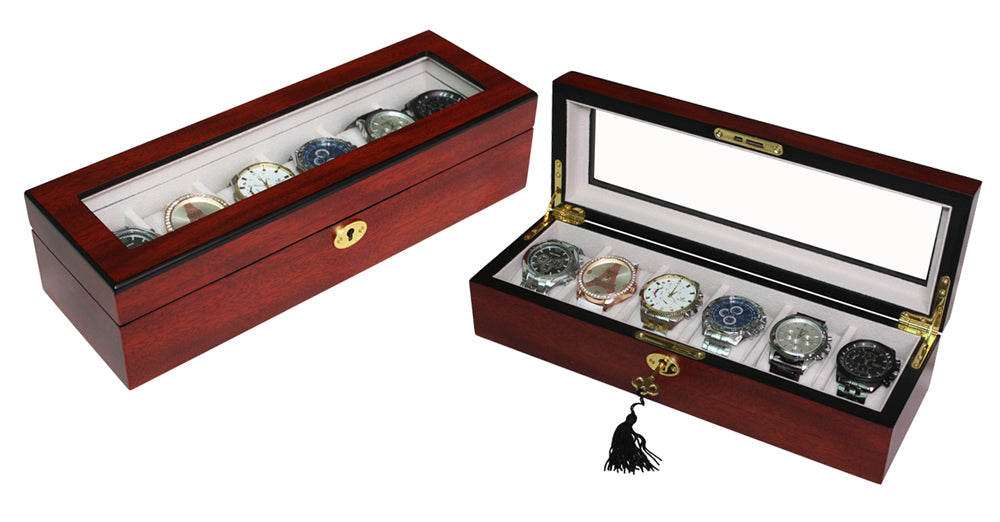 Hand Made Ebony Glass Watch Luxury Case Storage Display Box Jewellery Watches i