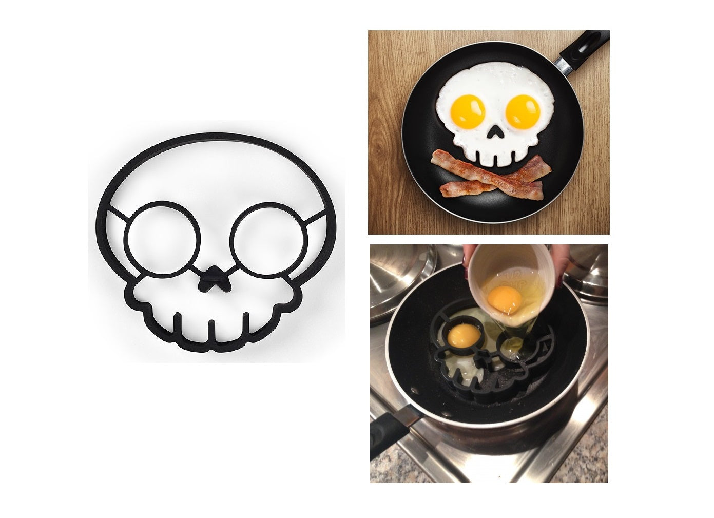 Funny Side Up Owl Egg Hoot Bird Shaper Skull Fried Egg Art Mould Breakfast Ring