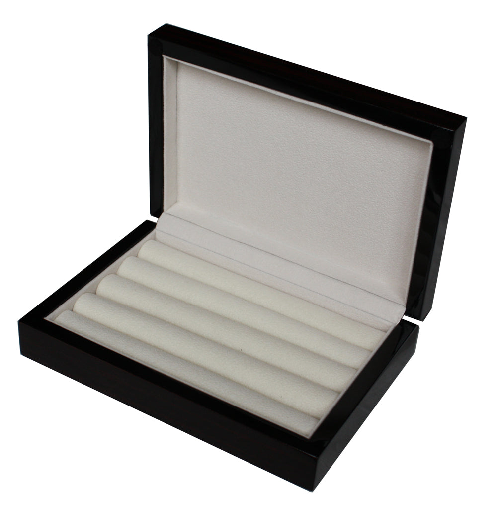 Luxury high gloss wooden Ebony cufflink display storage box case ring (Defects)