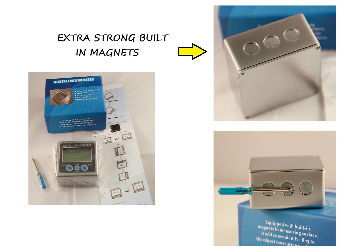 Digital Box Gauge Angle Protractor Level Inclinometer Magnetic Base ( 0 - 360° )