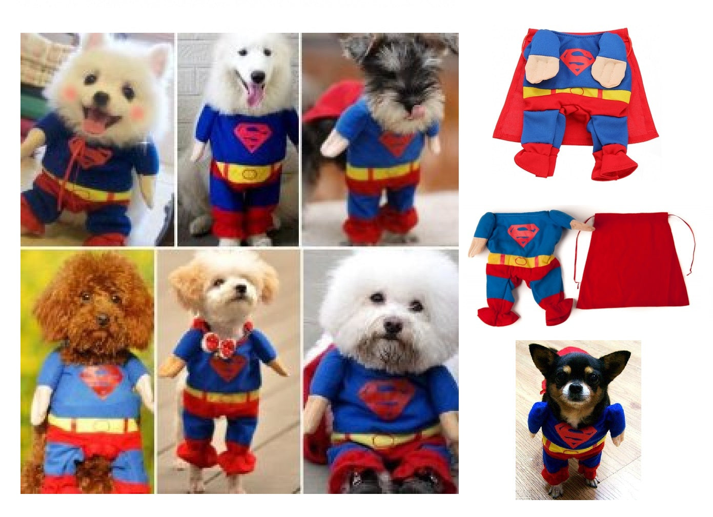 SUPERMAN Superhero Cute Pet Cat Dog Puppy Cotton Clothes Costume Suit