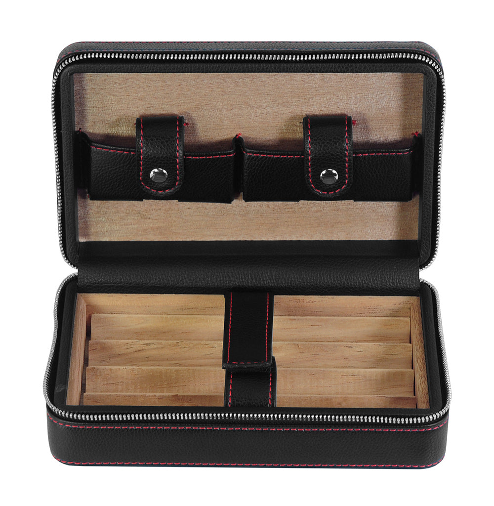 Travel Cigar case compact storage boxes Holder Dark Brown Croco Leather 37b