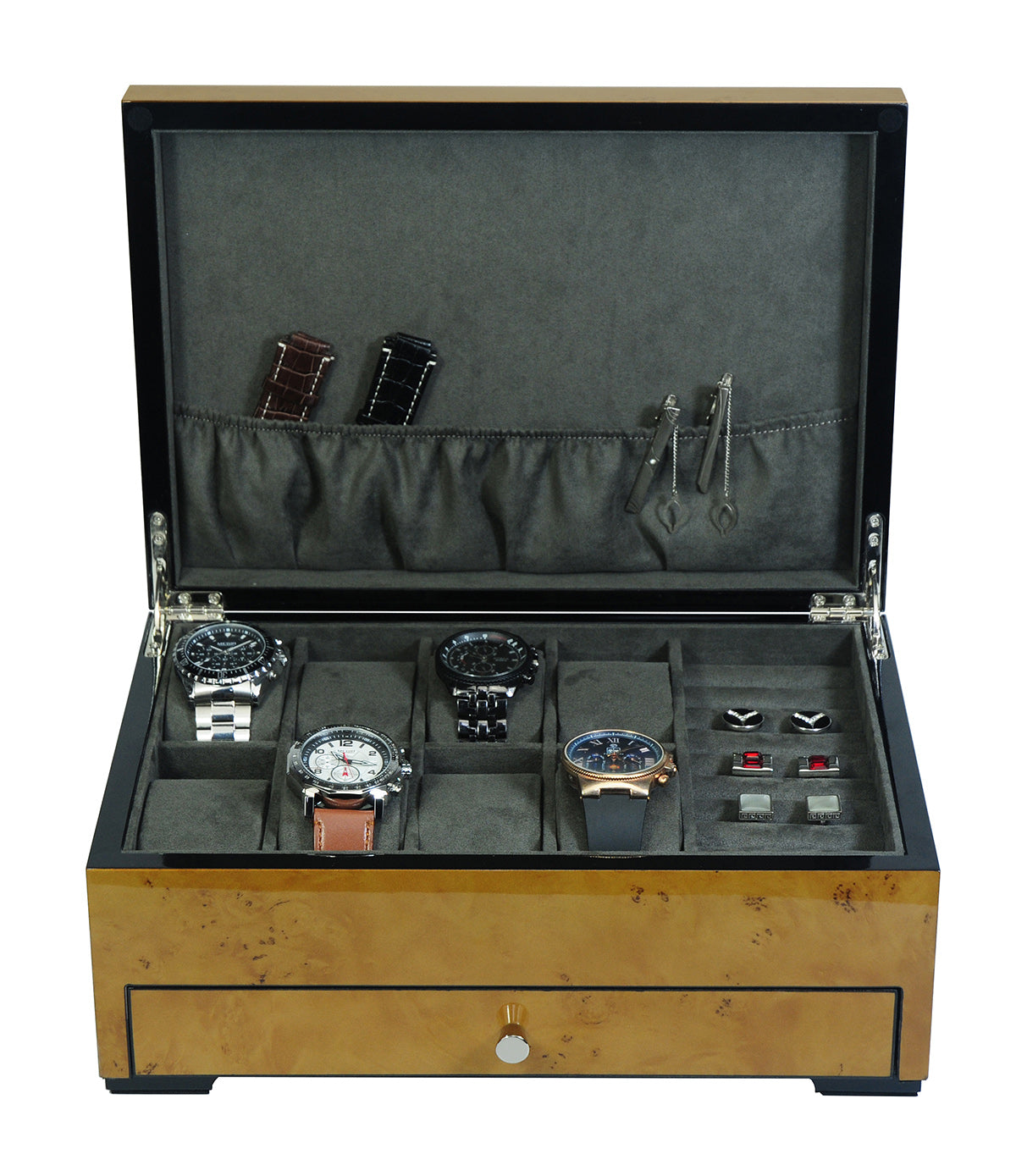 Hand Made Watch Sunglasses Cufflink Cabinet Luxury Case Storage Box Jewellery 46