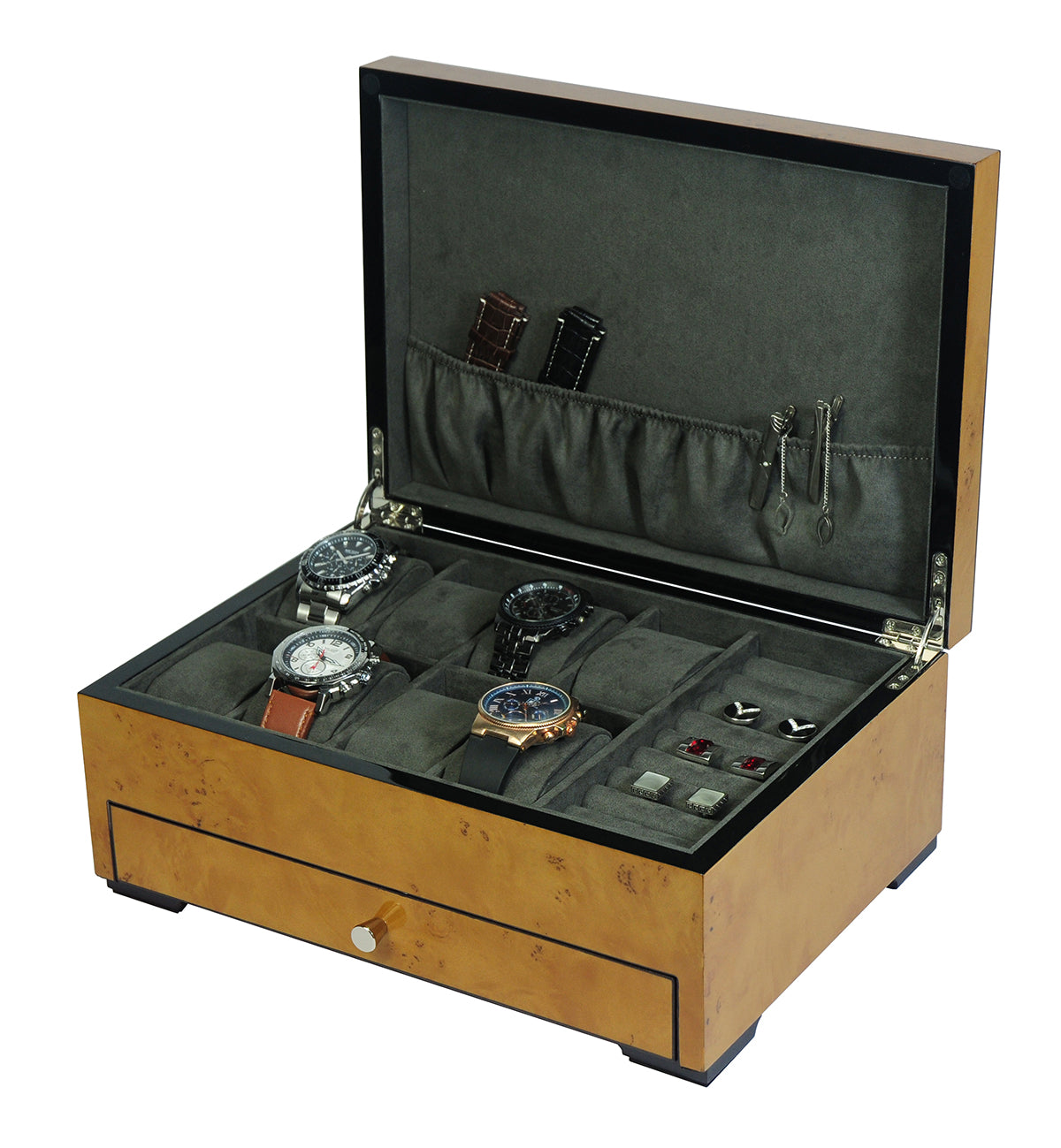 Hand Made Watch Sunglasses Cufflink Cabinet Luxury Case Storage Box Jewellery 46
