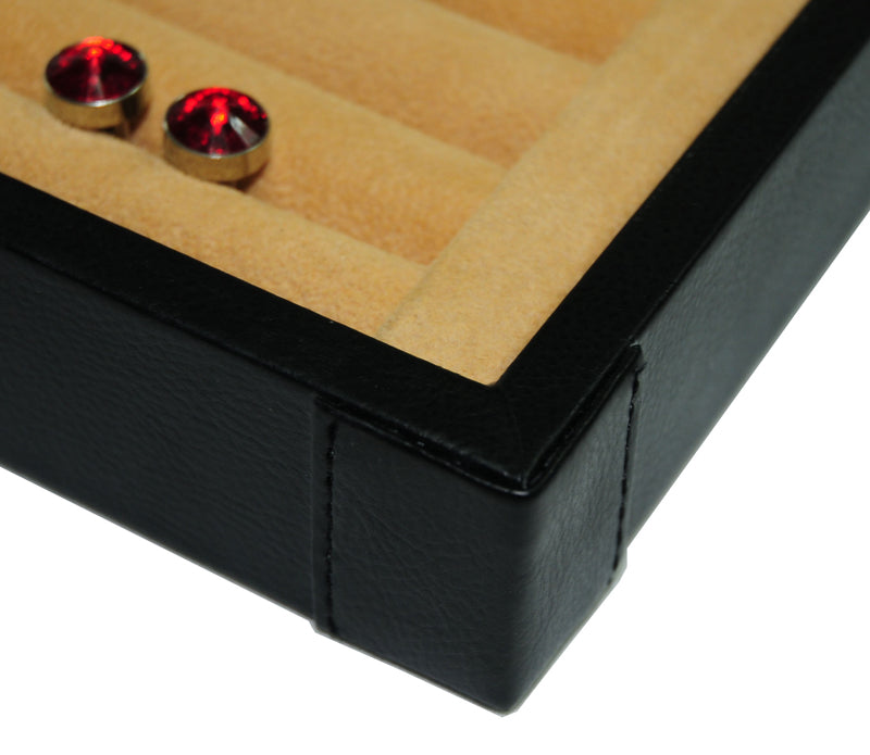 Hand Made Leather Glass Luxury Case Cufflinks Ring Tie clip Storage Display Box