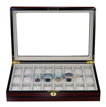 Hand Made Ebony Glass Watch Luxury Case Storage Display Box Jewellery Watches tw9