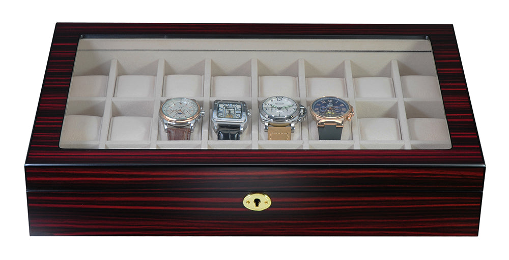 Hand Made Ebony Glass Watch Luxury Case Storage Display Box Jewellery Watches tw9