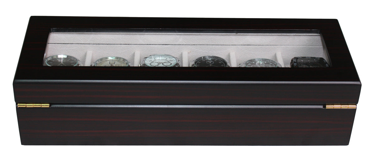 Hand Made Ebony Glass Watch Luxury Case Storage Display Box Jewellery Watches H