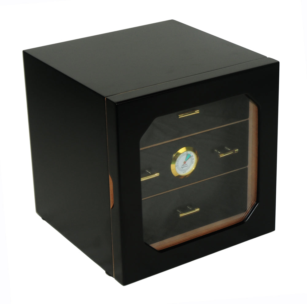 Hand Made 100+ Count Cigar Humidor Box Cabinet Matt Black Humidifer Hygrometer X