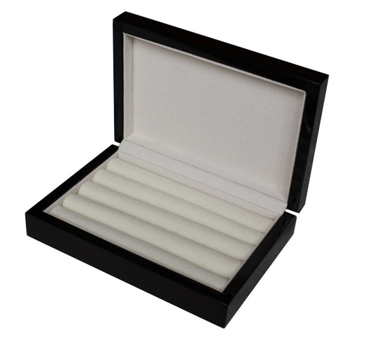 Luxury high gloss wooden Ebony cufflink display storage box case ring (Defects)