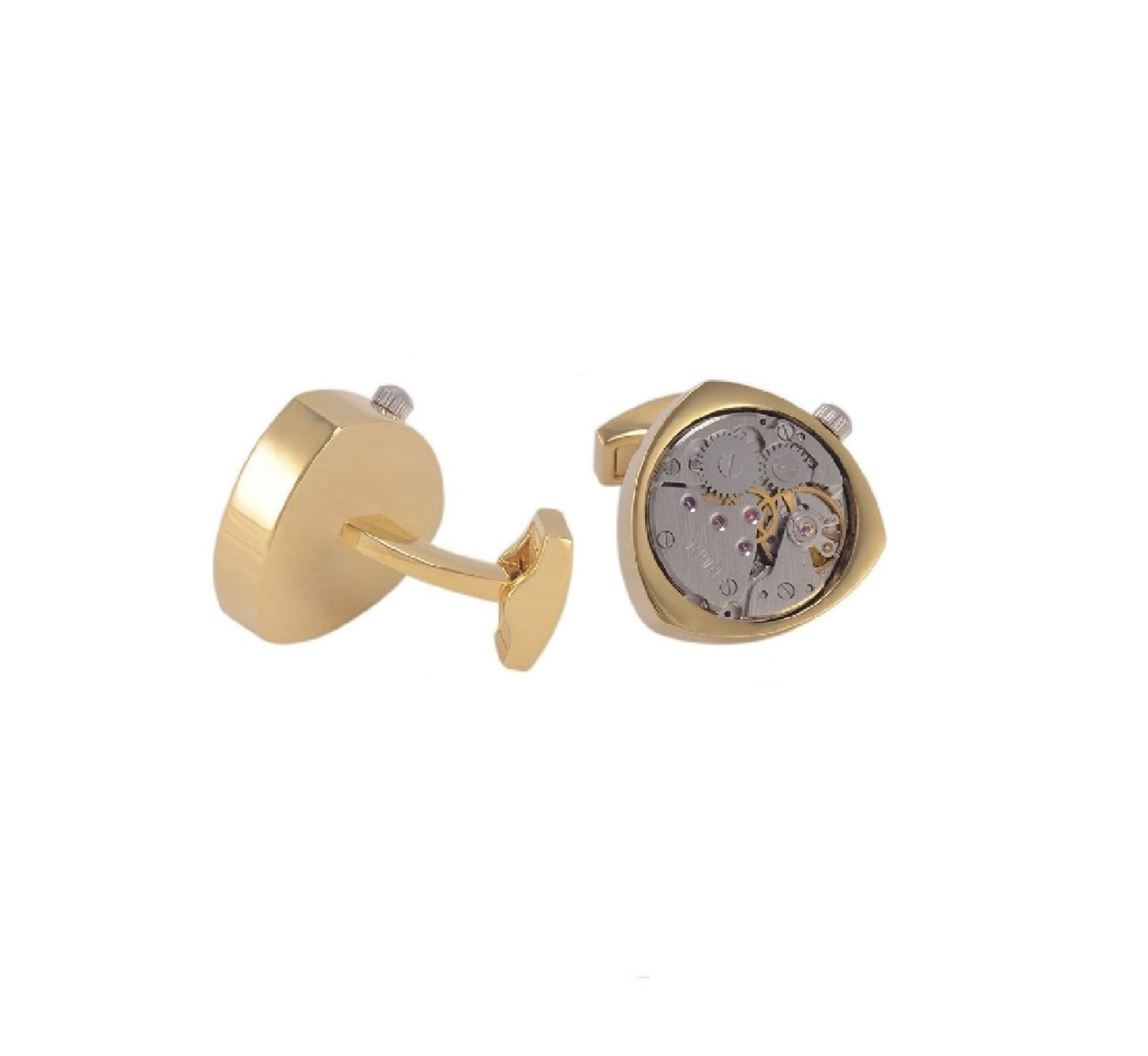 3 Sided Gold Wedding Watch Movement Cufflinks Steampunk Vintage Clockwork
