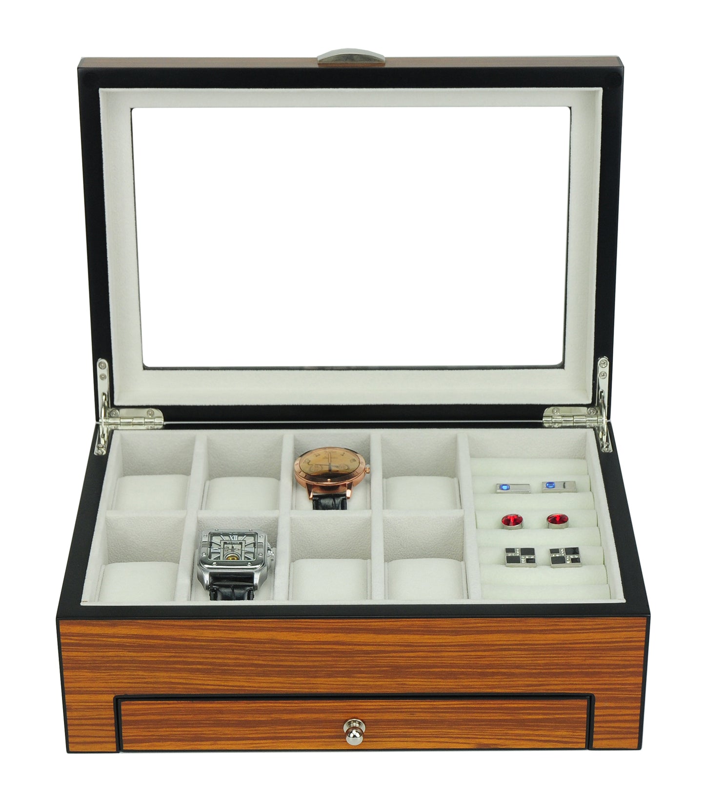 Hand Made Watch Sunglasses Cufflink Cabinet Luxury Case Storage Box Jewellery 55