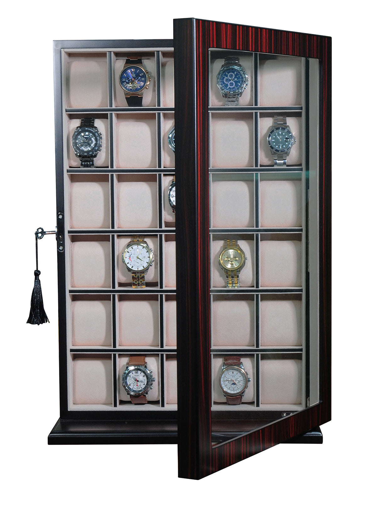Hand Made 30 Watch Cabinet Luxury Case Storage Display Box Jewellery Watches 60
